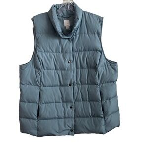 J‎ JILL Down Puffer Vest Blue Quilted Snap Front Lightweight Layer XL